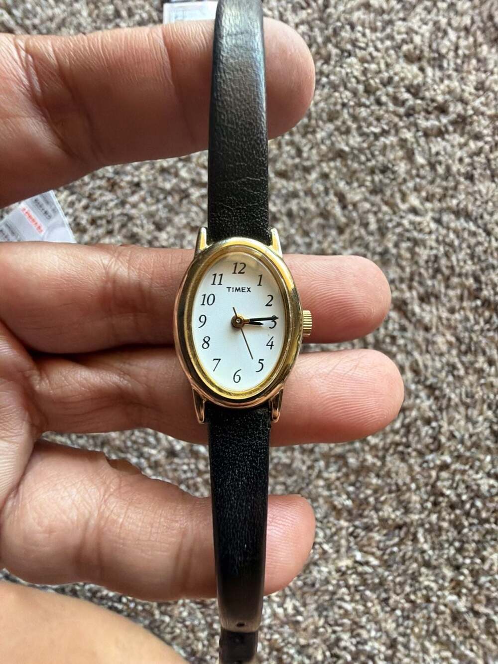Timex Women's Cavatina 18mm Watch - Brown Strap Mother of Pearl Dial Gold-Tone C